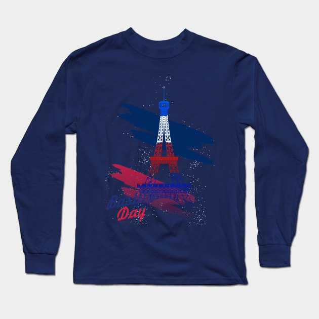 happy bastille day shirt Long Sleeve T-Shirt by OnlineShoppingDesign